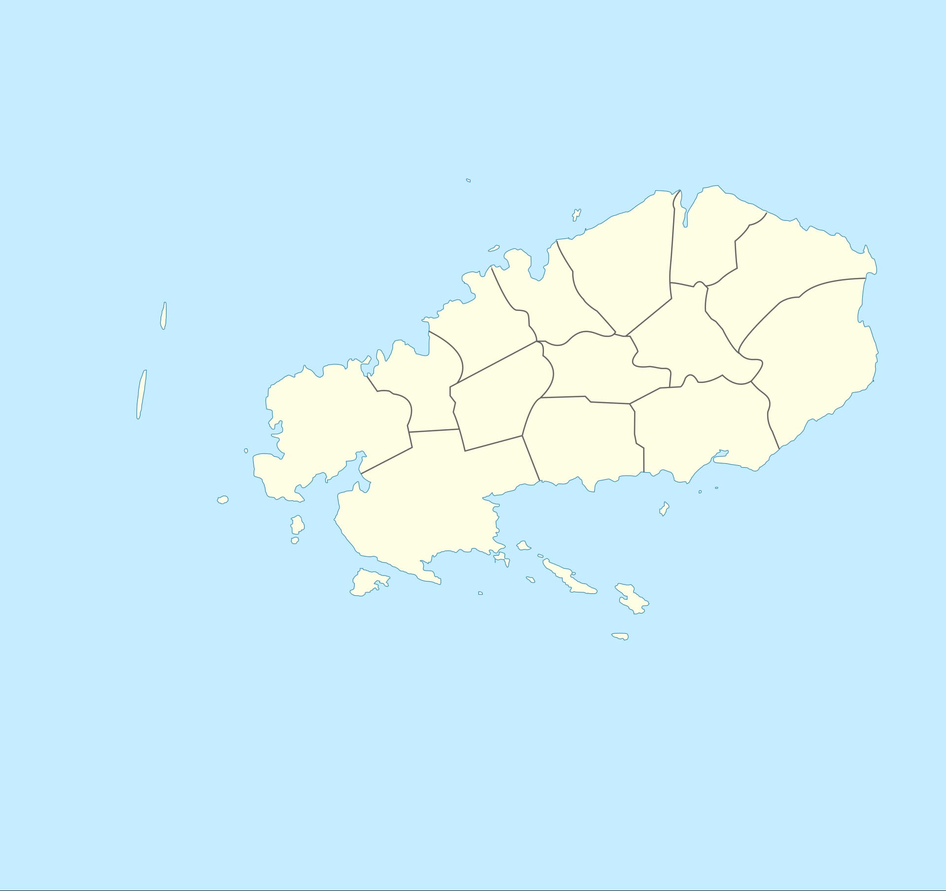 Map of Rodrigues Island and its regions